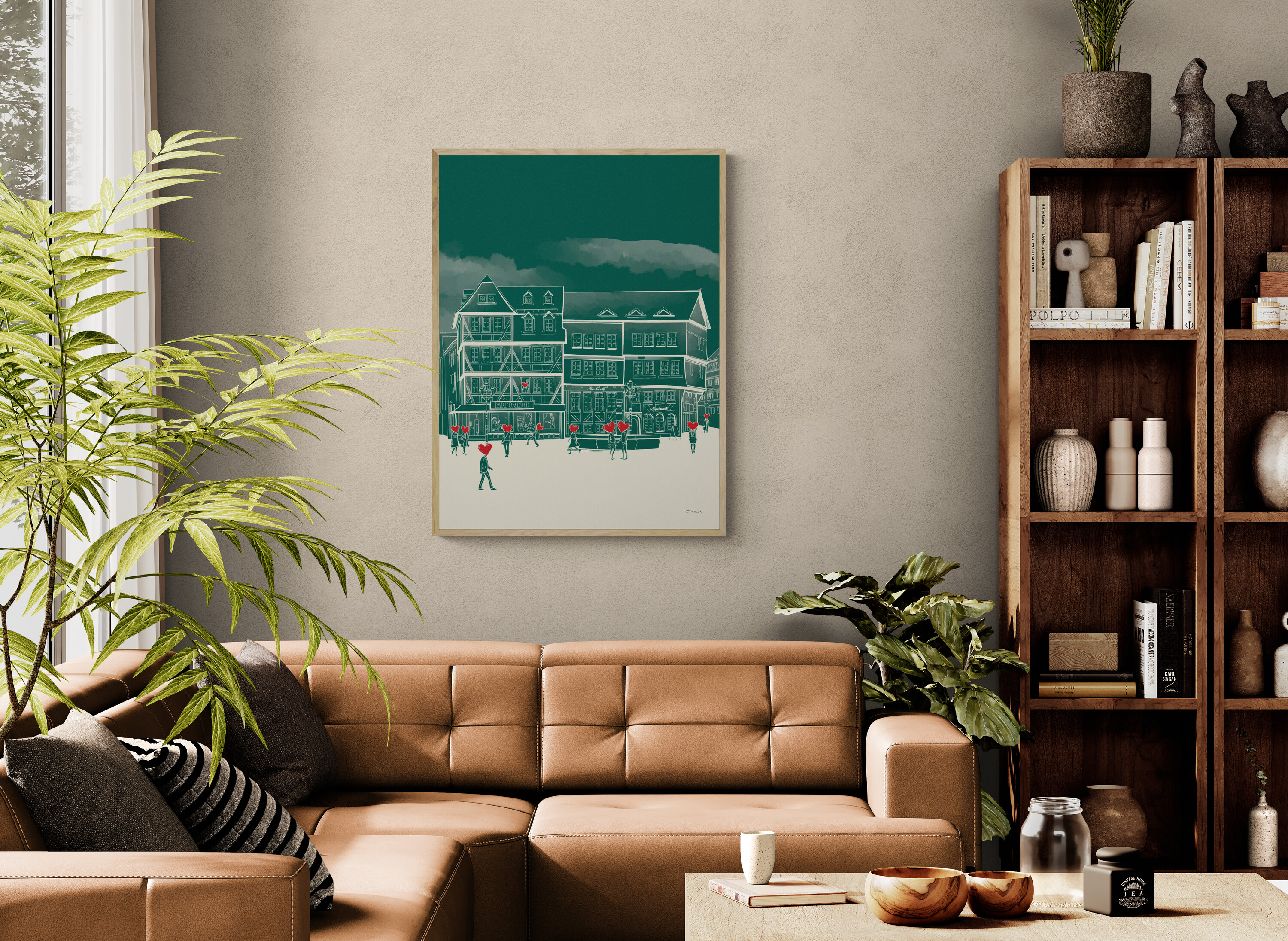 Marktplatz Doppelhaus - Wohnzimmer Leder