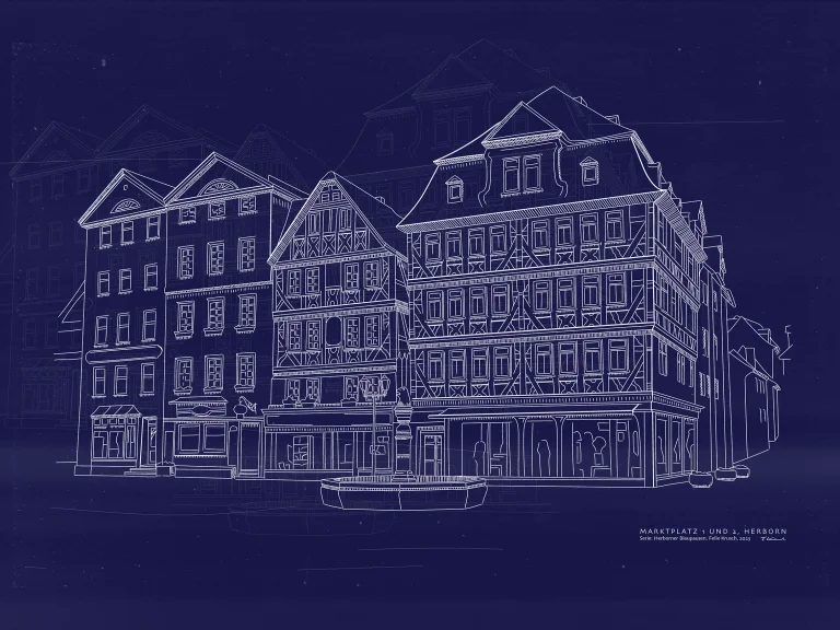 Marktplatz 1 & 2 - Blaupause Hauptmotiv