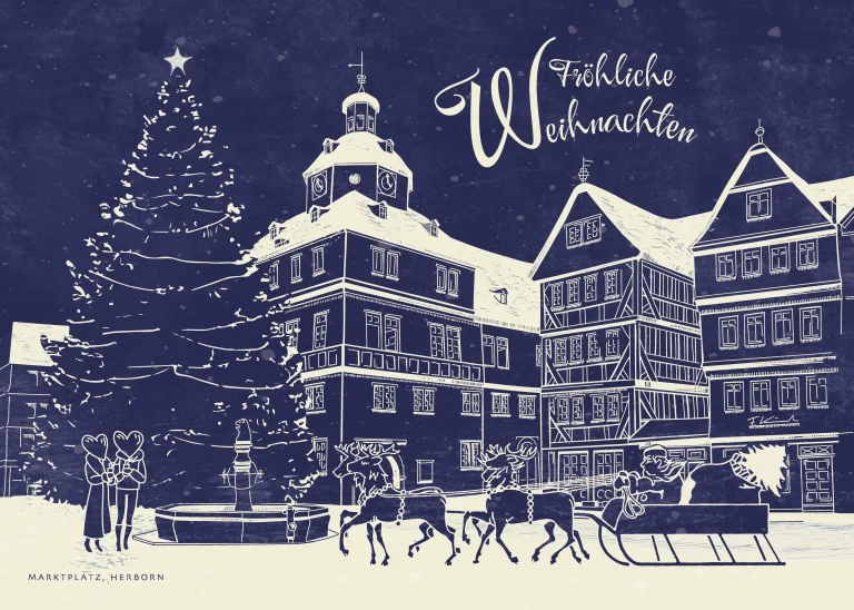 Weihnachtskarte Marktplatz - Vorderseite